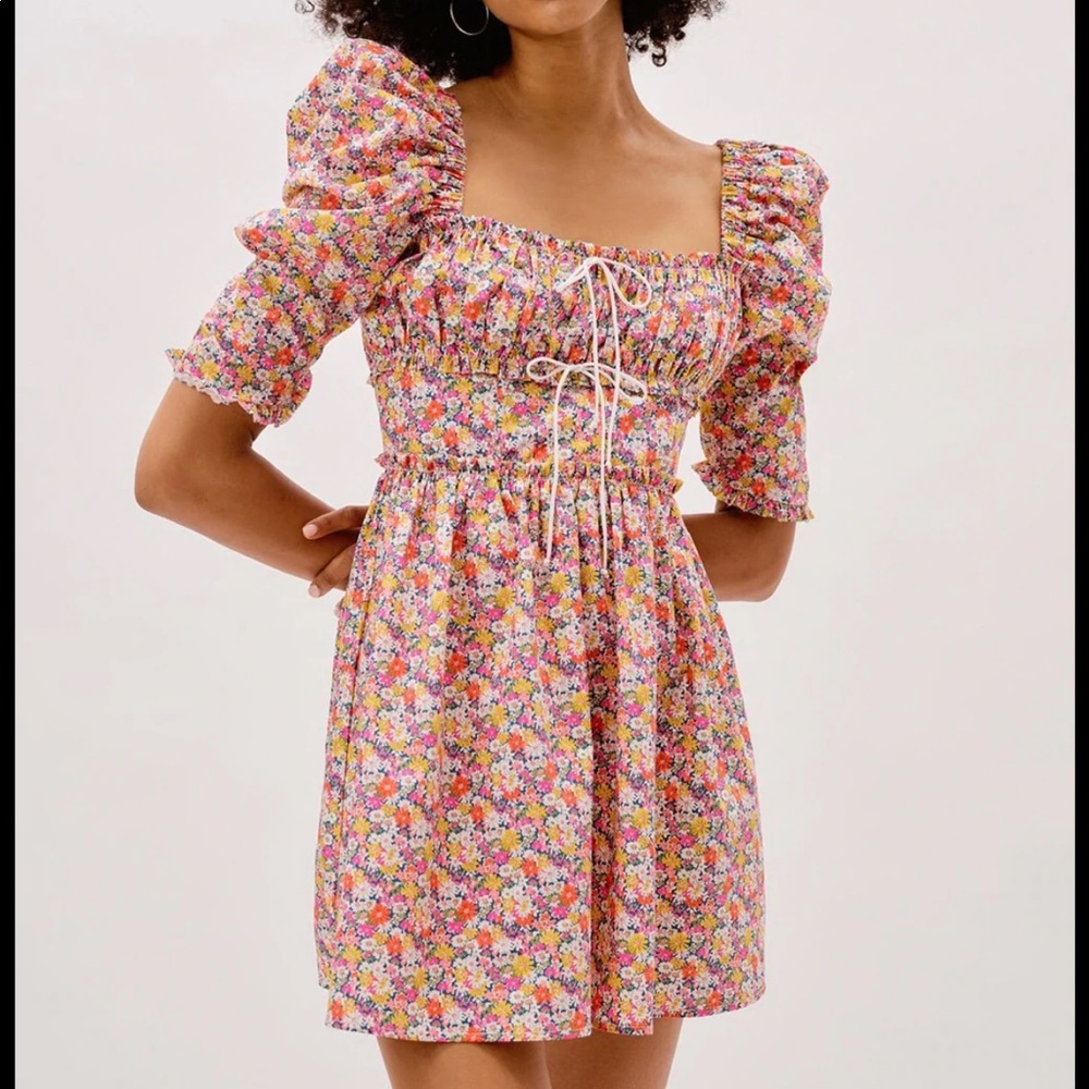 NWT For Love & Lemons Floral Libby Mini Dress